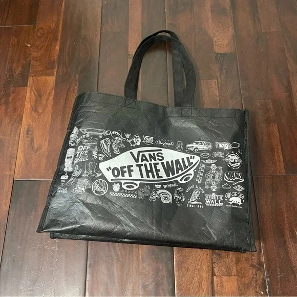 Vans Off The Wall Reusable Large Black/White Classic Checkered Shopping Tote Bag - Picture 2 of 5
